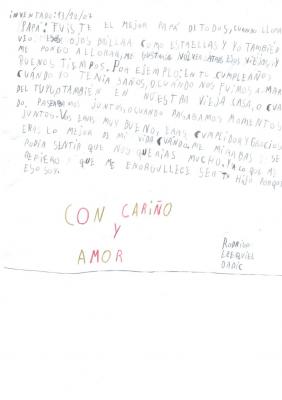 Esta es la carta, de puño y letra, que Rodrigo le escribió a su papá.