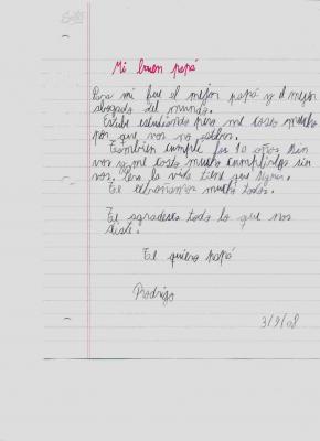 Una carta de Rodrigo para su papá.
